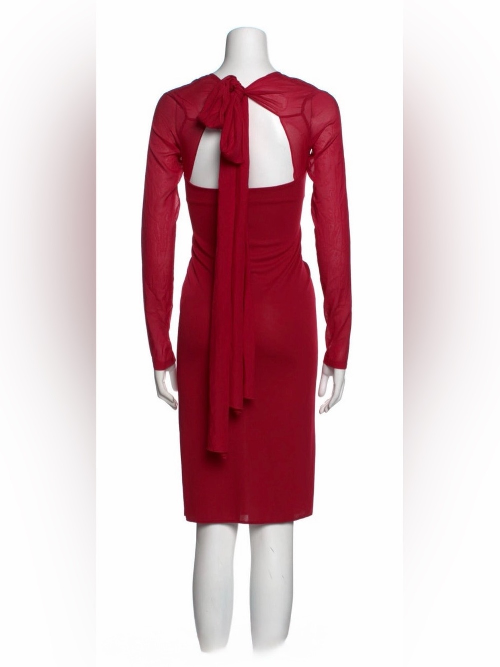 JOHN GALLIANO (Dior) Red Open Back Bow Mesh Dress Y2K Archive | Size US 4 - 6